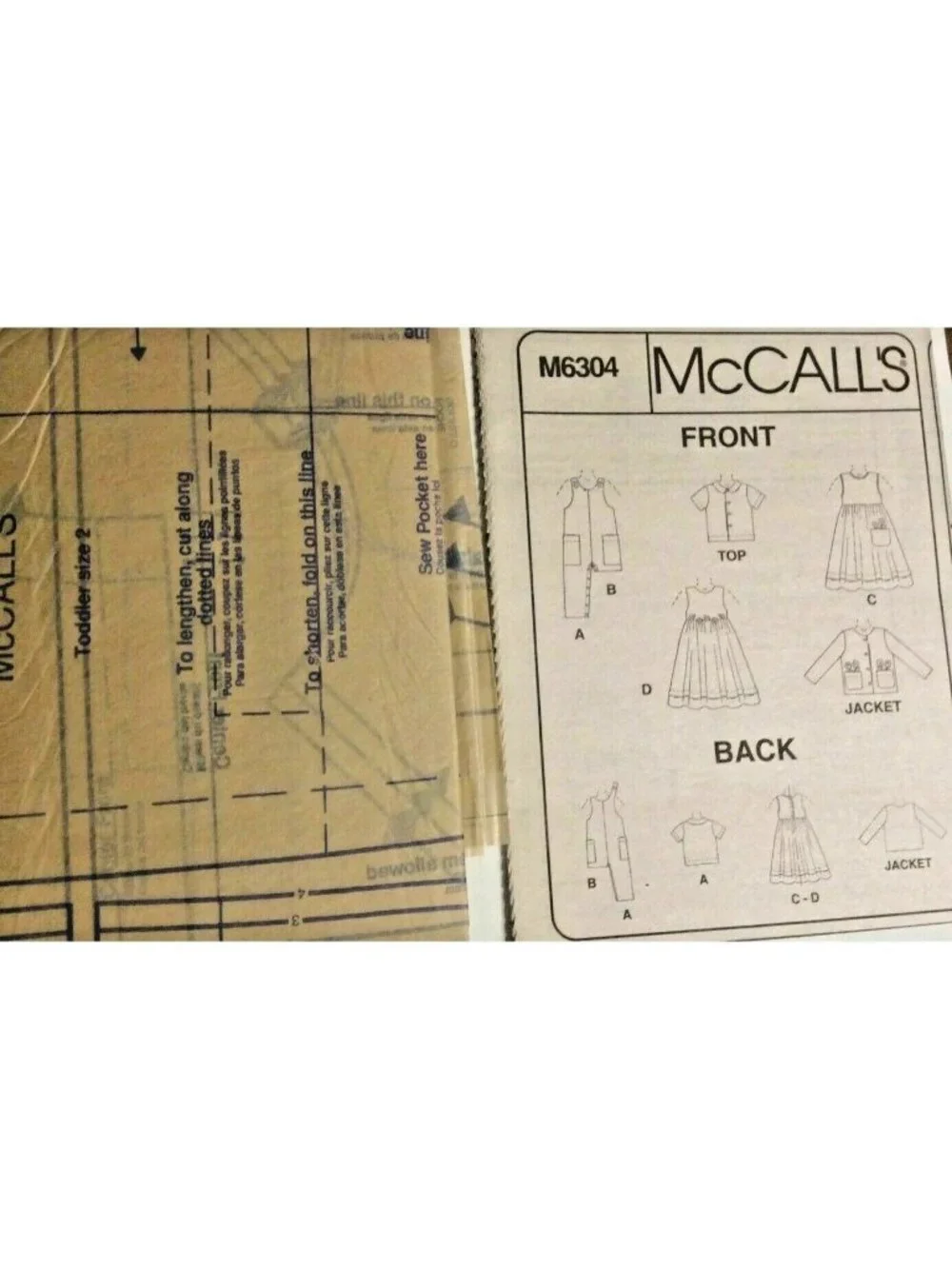 SEWING PATTERN McCalls M6304 Toddlers Rompers 2 Length Dress Jacket Shirt Unisex